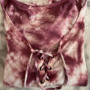 short sleeve lace up front shirt